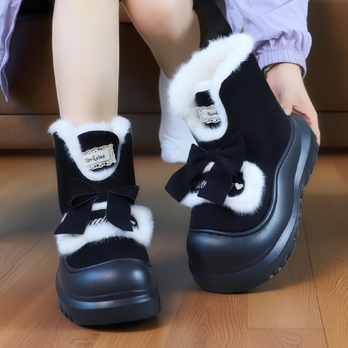 时尚厚底包头蝴蝶结短靴