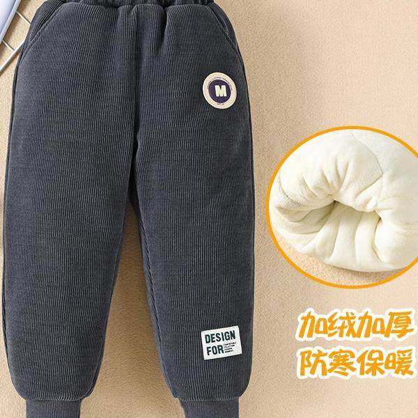 秋冬新款男童体闲裤加绒儿童磨毛棉裤三层夹棉女童保暖裤加厚冬裤