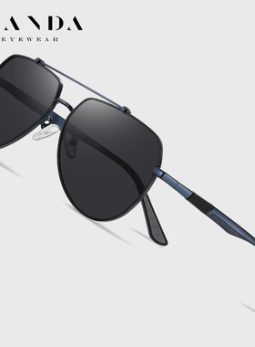 6322跨境新款太阳镜男金属双色偏光太阳镜双梁大框钓鱼墨镜弹簧脚