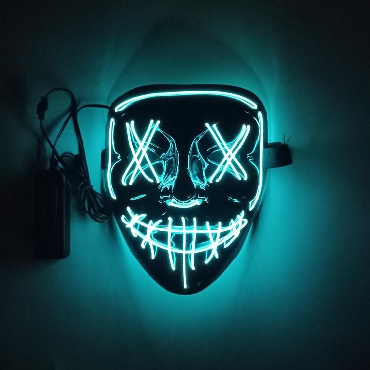 万圣节led发光面具无线炫酷v字死神酒吧蹦迪鬼脸夜光全脸潮玩男女