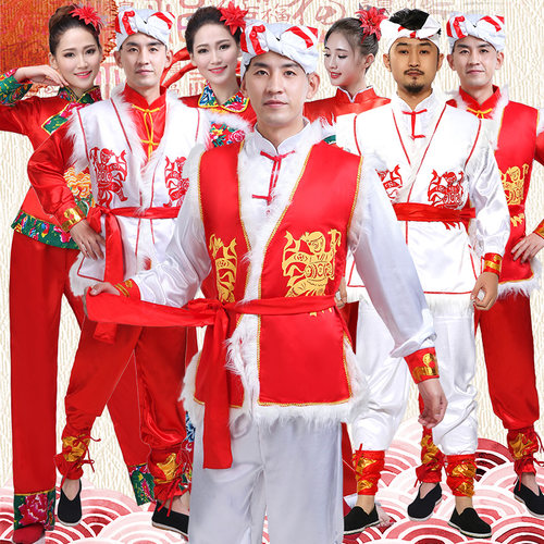 陕北民族风传统安塞表演服腰鼓服