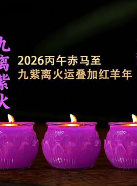 九紫离火祈福紫蜡烛紫色酥油灯2026新款酥油灯招财聚财灯圆点