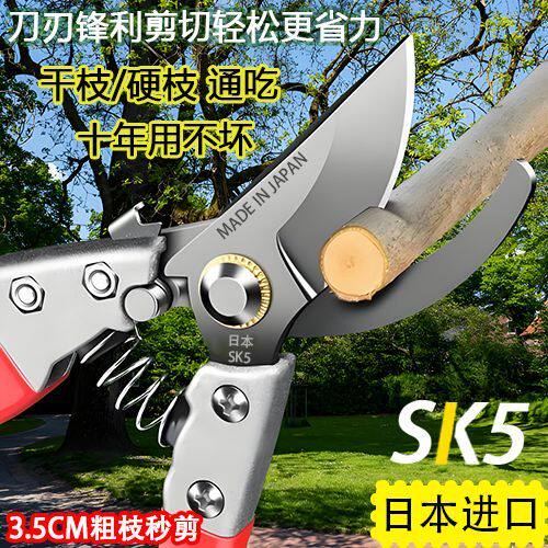 进口日本原装SK5钢修枝剪园林果树专用大号强力剪子粗树枝花剪刀