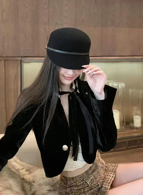 帽子女2026新款羊毛呢马术帽优雅气质百搭鸭舌帽时尚休闲显脸小潮