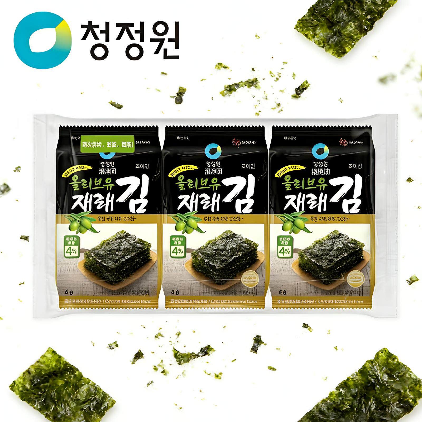 整箱韩国进口清净园橄榄油传统海苔寿司拌饭即食香脆紫菜儿童零食