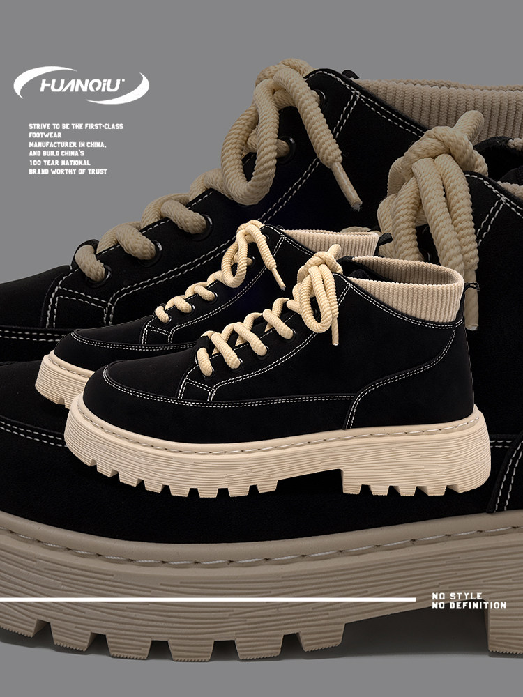 Universal Black Martin Boots Men's 2026 New Spring and Autumn British Style High-Top Boots Outdoor Retro Cargo Boots Men
