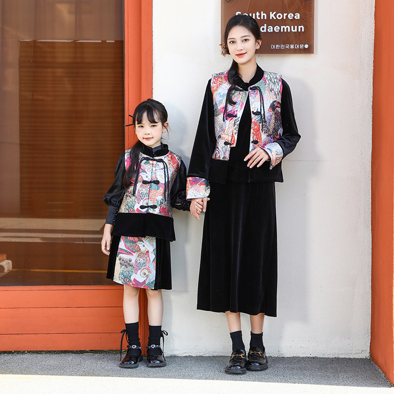 26春夏新中式国风马甲外套女洋气外穿时尚套装亲子母女款背心马夹