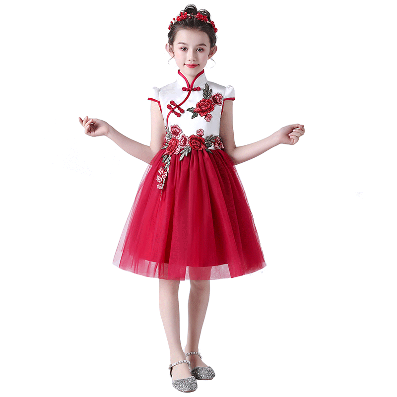 蓬蓬裙女童旗袍古装演出服