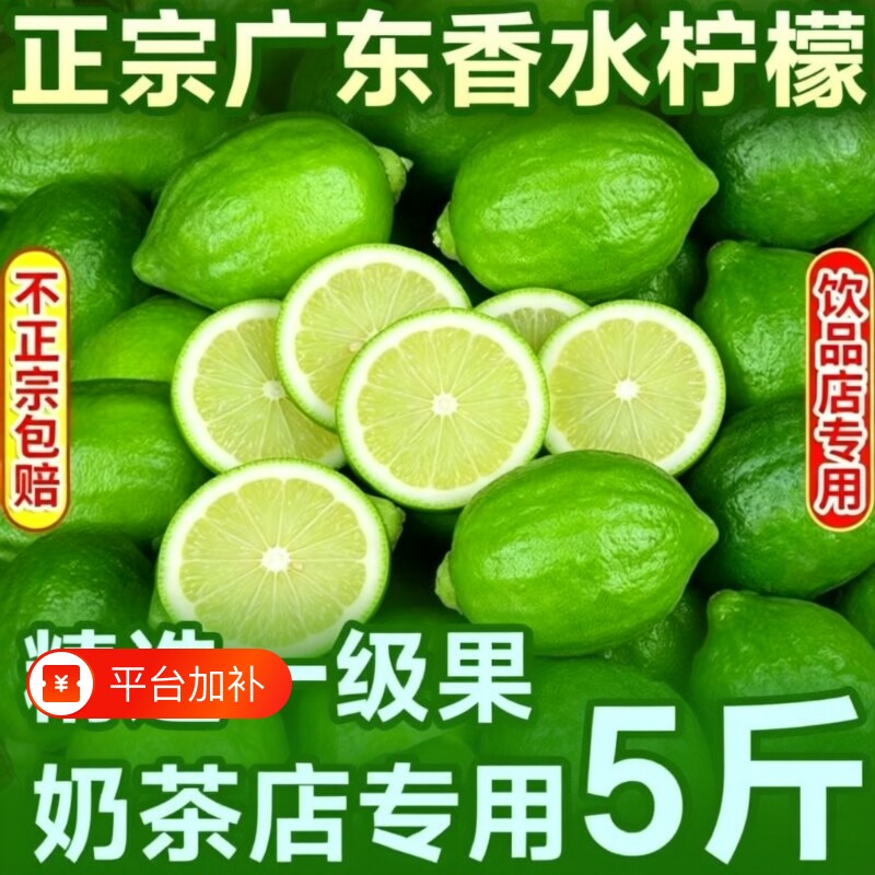 广东香水柠檬一级果无籽奶茶店专用水果青柠檬鲜果手打二级果当季