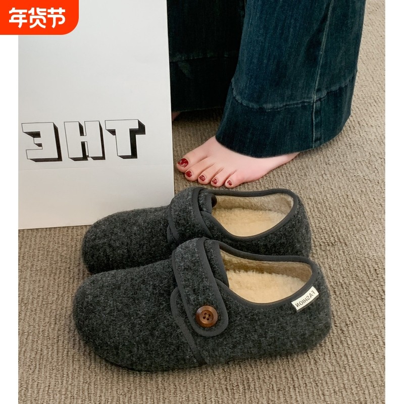 厚底灰色加绒豆豆超火勃肯鞋女鞋子毛毛鞋2025新款秋冬季保暖棉鞋,女鞋,勃肯鞋/软木鞋,淘宝优惠券,粉丝福利购,淘宝优惠卷