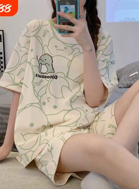 网红爆款睡衣女套装夏季薄款短袖
