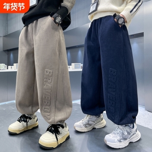 儿童加绒裤子男童运动裤2026新款秋冬装跳爵士街舞卫裤一体绒潮酷