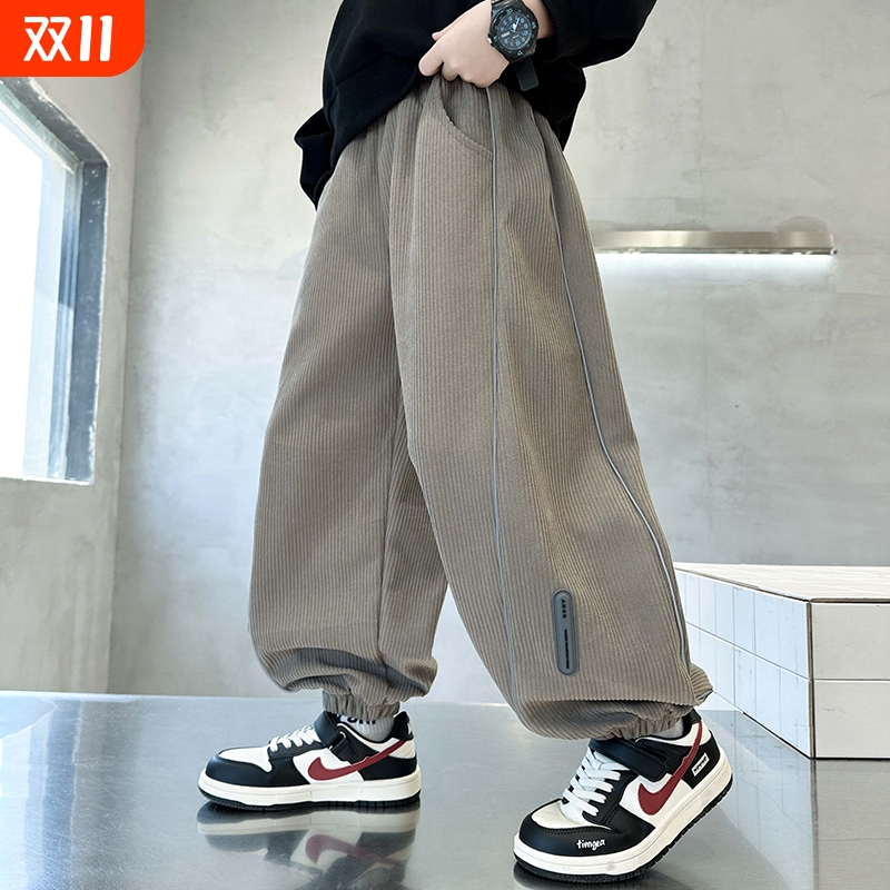 男童裤子秋冬款2025新款大童休闲裤加绒儿童运动裤春秋男孩宽松潮