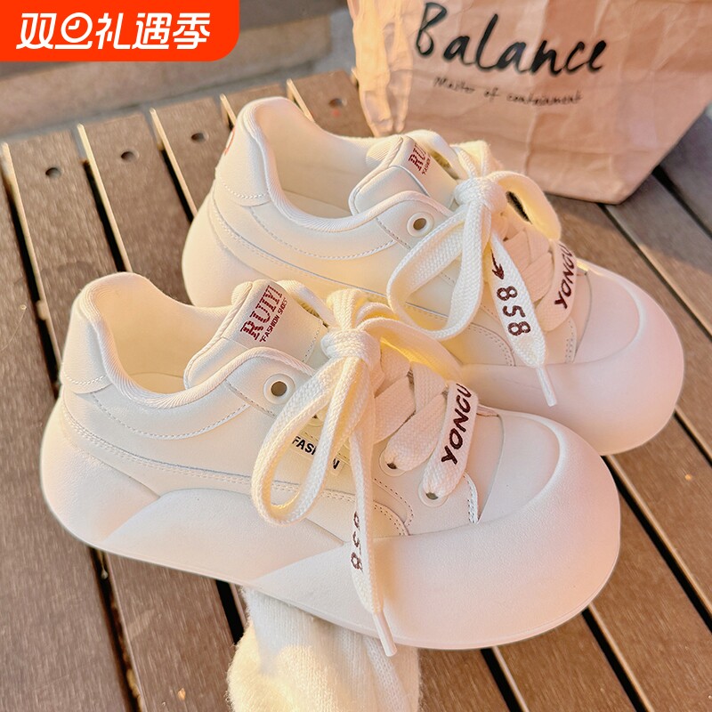 面包鞋女2025新款女鞋厚底小白鞋女配裙子鞋子百搭大头运动休闲鞋