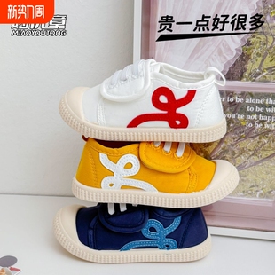 童鞋 小白鞋 新款 男女童春秋季 宝宝室内软底脚蹬休闲板鞋 儿童帆布鞋