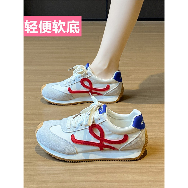 爆款休闲鞋女2025夏季新轻便软底运动鞋透气阿甘鞋德训鞋不累脚