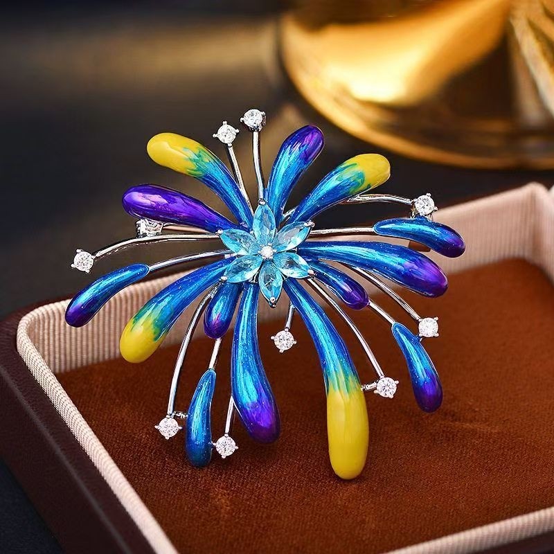 高级彩色烟花胸针高档珐琅胸花时尚百搭精致男女通用西服别针新款