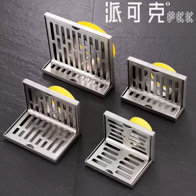 L型地漏 304不锈钢侧排同层90度墙角阳台直排墙面50 75 110管直落