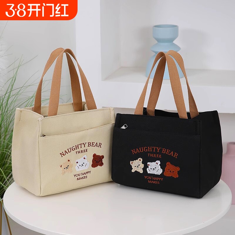 饭盒手提袋2025包包女士手拎包便当包帆布包手提包好上班防水通勤