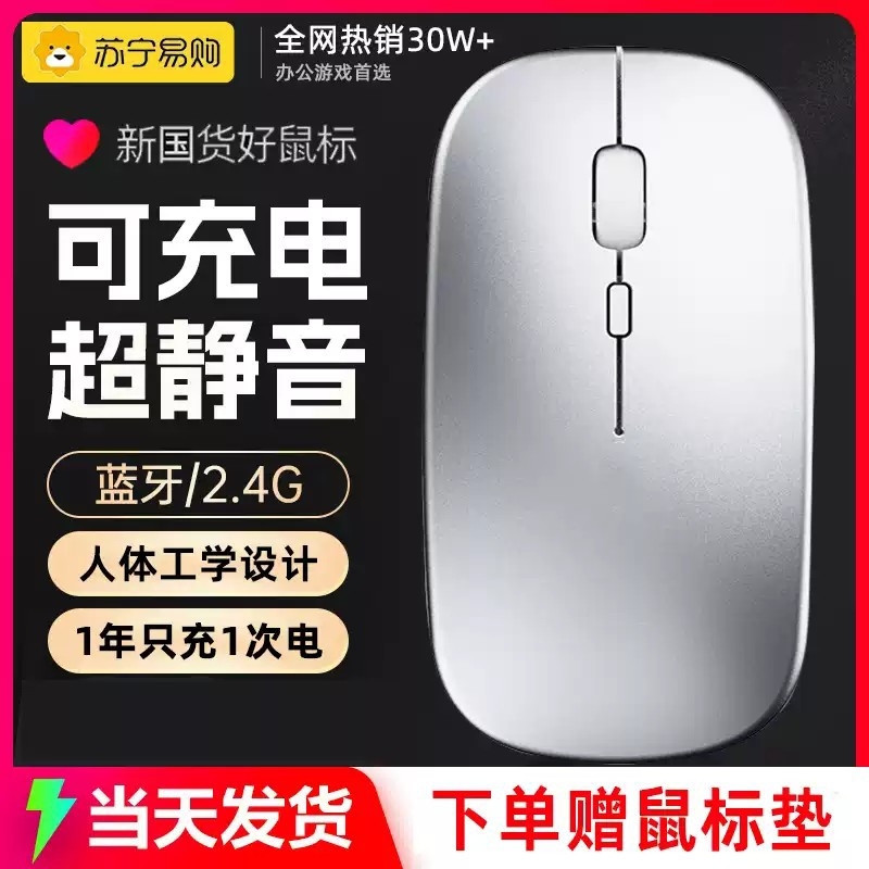 无线鼠标女生办公静音无声可充电适用华硕惠普联想戴尔电脑Y2025