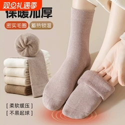 厚袜子女款秋冬中筒袜加厚保暖毛圈袜2025新款爆款长袜雪地脚后跟