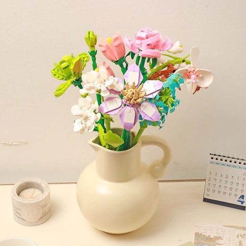 2025新款花束积木玫瑰花仿真永生花拼装DIY手工花朵女生系列玩具