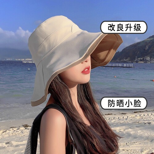 大帽檐新款渔夫帽女夏季遮阳帽遮脸uv防晒帽防紫外线户外太阳帽子