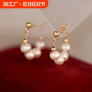 925纯银天然淡水珍珠耳环女时尚气质轻奢小众高级感耳钉百搭耳饰