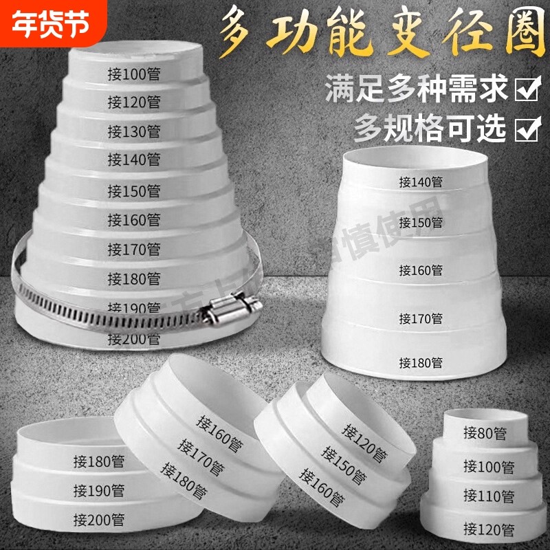 抽油烟机排风管转换变径圈烟机配件卡箍塑料胶带排烟铝箔连接固定,大家电,烟机灶具配件,淘宝优惠券,粉丝福利购,淘宝优惠卷