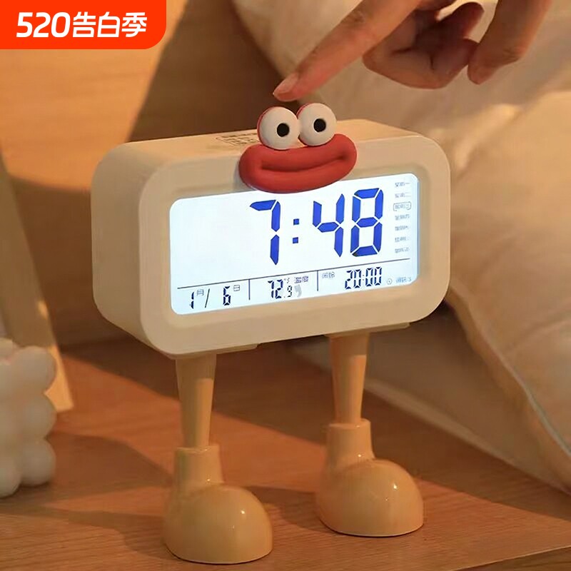 钟表桌面台式闹钟学生专用电子时钟2025小夜灯显示夜光报时静音