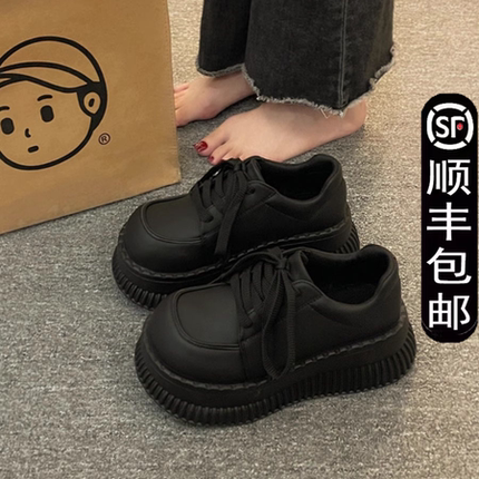 法式春秋季厚底小皮鞋女松糕英伦风玛丽珍单鞋2024新款增高乐福鞋