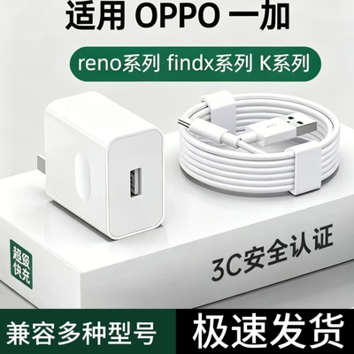 手机充电器快充适用于OPPO120W闪充头原装超级闪充数据线真我R17/Reno6/R17/A91K7xFindX2X3pro80W套装type-c