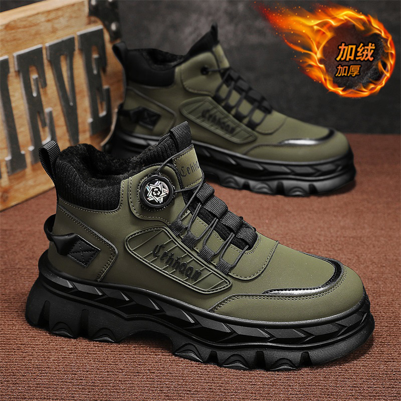 马丁靴男冬季加绒保暖加厚旋转