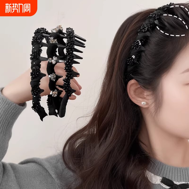 路易斯赫本风发箍女2026新款高级感轻奢水钻高颅顶头箍压发卡头饰