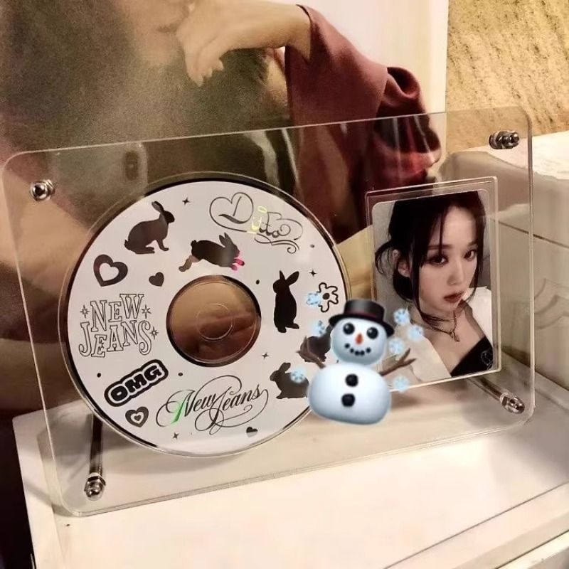 新款CD小卡唱片照片相框专辑亚克力立牌透明桌面摆台爱豆展示架