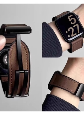 适用小米手环9pro表带秋冬8手腕带新款疯马皮红米手表5/4手表带皮质替换创意高级感男女磁吸绿色