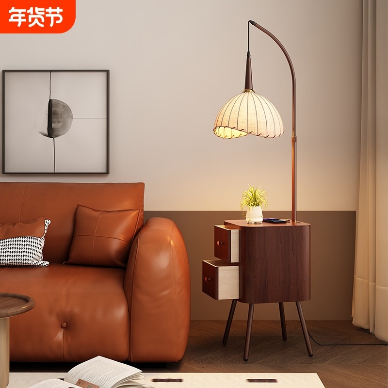 法式复古落地灯客厅沙发旁置物卧室床头灯高级感边几氛围灯中古