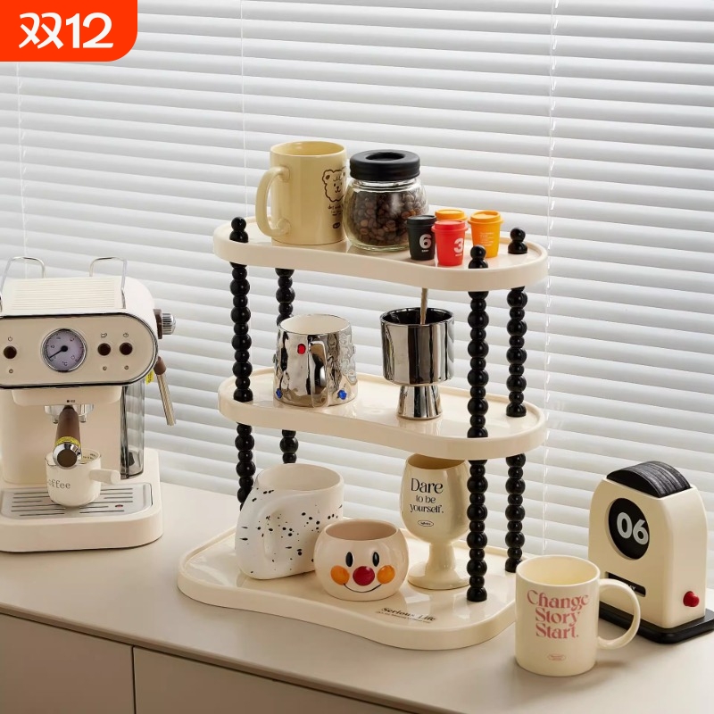 高级奶油风化妆品多层置物架