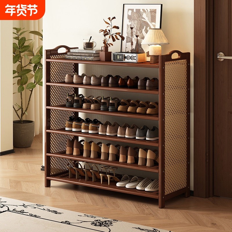 鞋架家用门口多层简易小窄鞋柜室内入户好看中古风藤编鞋子收纳架,住宅家具,鞋架,淘宝优惠券,粉丝福利购,淘宝优惠卷