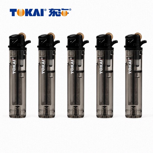 TOKAI东海正品个性黑色可充气塑料一次性创意家用滑轮火石打火机