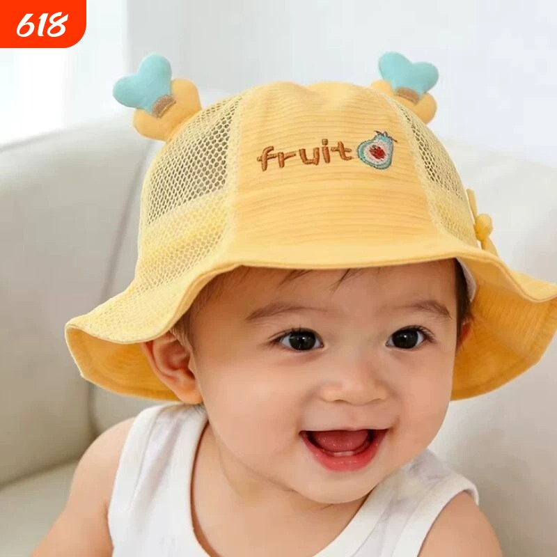 婴儿帽子夏薄款遮阳帽新款季女宝宝渔夫帽男童婴幼儿盆帽防晒帽子