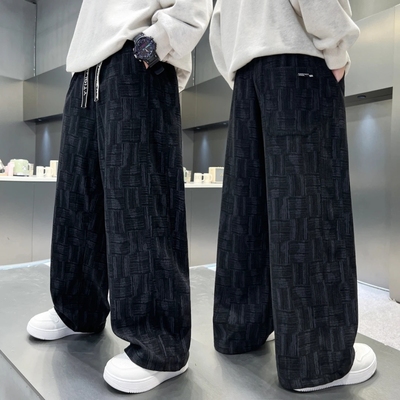 男童裤子秋冬款2025新款一体绒加绒加厚中大童冬季运动长裤潮外穿