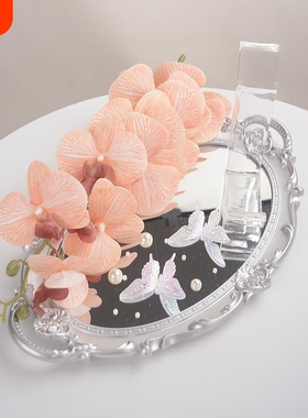 法式复古玻璃镜面托盘ins风装饰摆件首饰展示托盘结婚婚鞋盒DIY