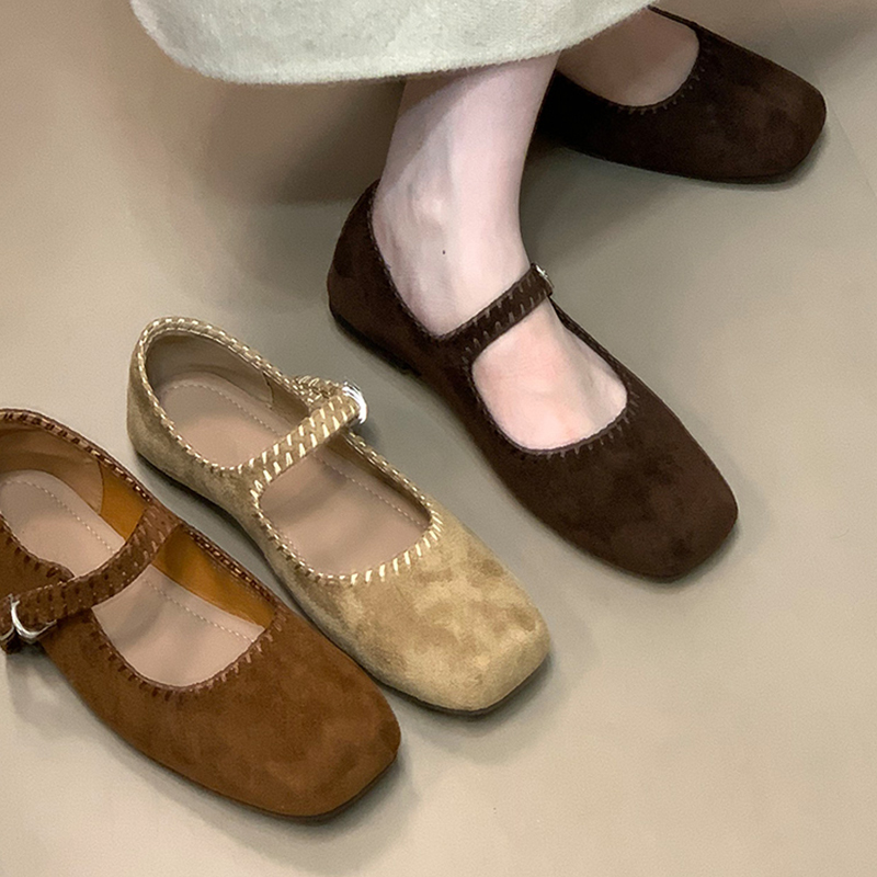 法式平底浅口单鞋女2025新款秋季配裙子软底玛丽珍鞋豆豆鞋勃肯鞋