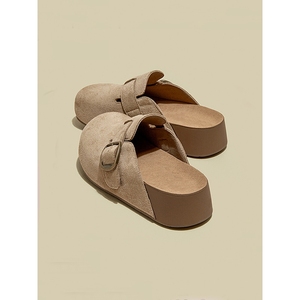 厚底增高勃肯鞋包头半拖鞋女外穿2025新款秋夏一脚蹬博肯凉拖单鞋