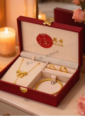 假三金首饰一套订婚彷真五金套装沙金摆件结婚摆台道具婚礼假黄金