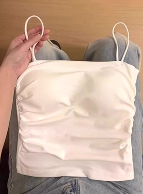 夏季白色纯欲风带胸垫小吊带背心女美背内搭外穿独特绝美上衣法式