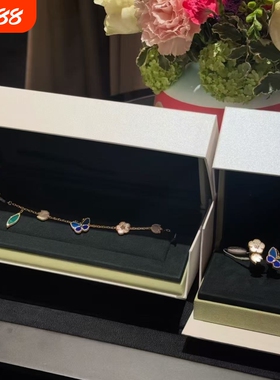 装柜颜色最顶品质新春lucky幸运手链蝴蝶五花白贝母瓢虫花朵18k金