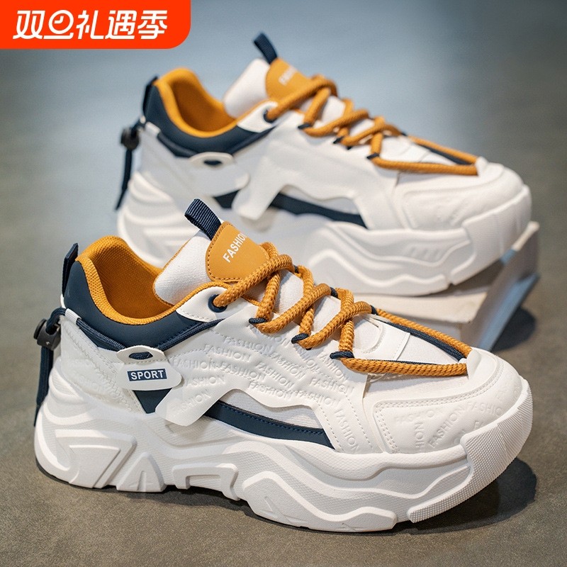 秋季男鞋2025新款透气鞋子男款潮流百搭内增高运动鞋休闲老爹耐磨