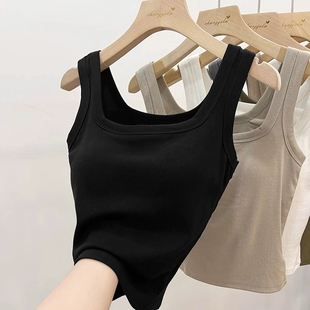 白色吊带美背文胸一体背心女2025新款打底内搭带胸垫上衣外穿螺纹
